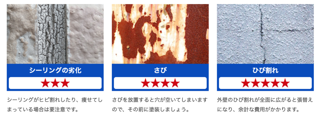 外壁の劣化度チェック後半