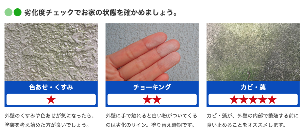 外壁の劣化チェックはこの画像をご覧ください