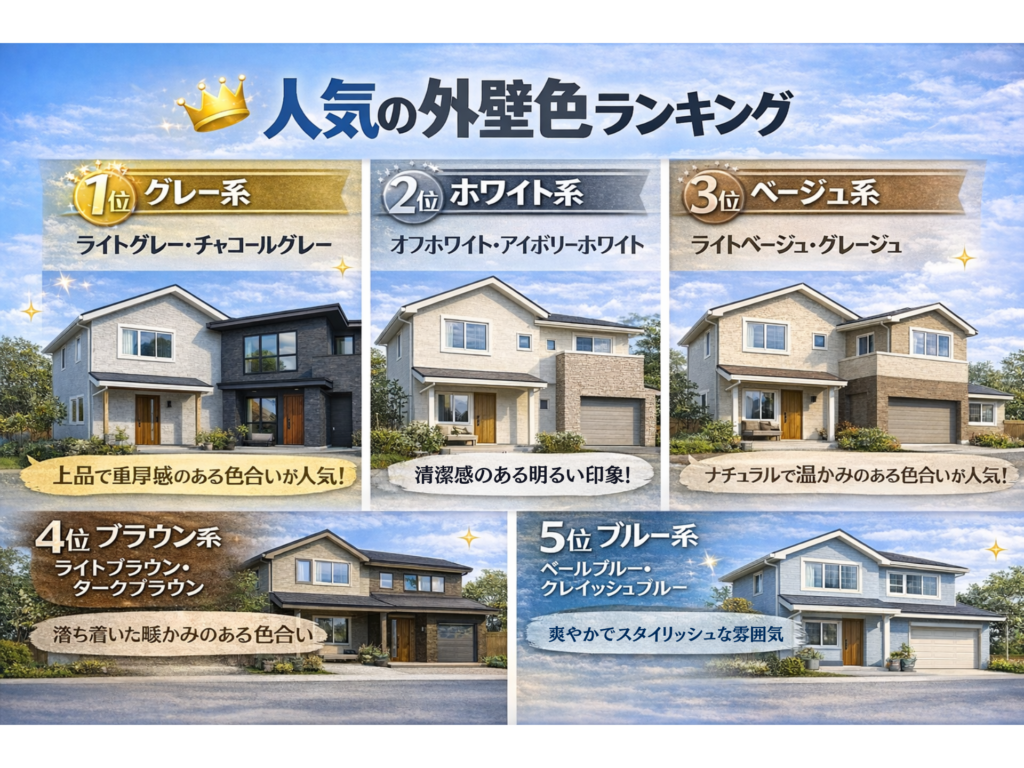 2026年人気外壁色ランキングの画像１位～５位
