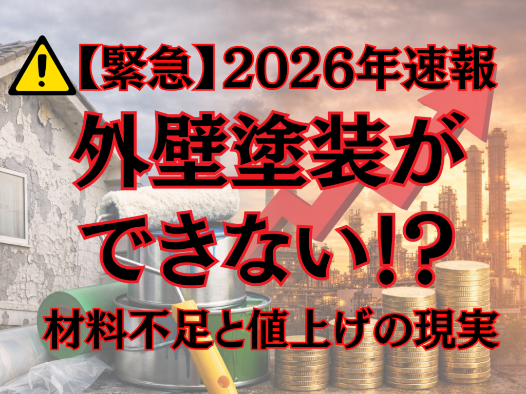 【2026年】外壁塗装が値上がり？材料不足の影響と今動くべき理由