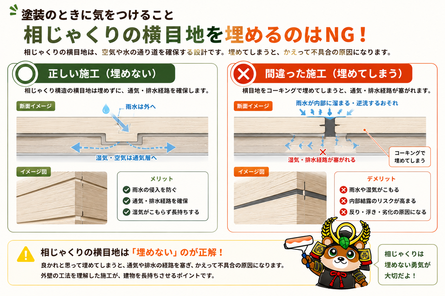 相じゃくりサイディングを塗装するときの注意点